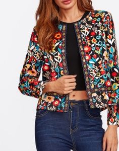 EUC - SHEIN Black Floral Jacket, size XL